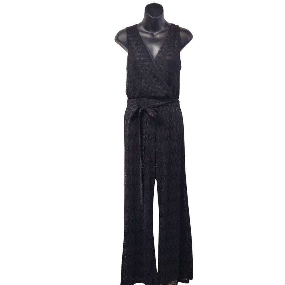Francesca's Womens Black Lace Vneck Sleeveless Belated Romper Jumpsuits XS NWT